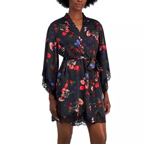 I.n.c. International Concepts Women's Floral Wrap Robe,  Midnight Garden - Picture 1 of 4